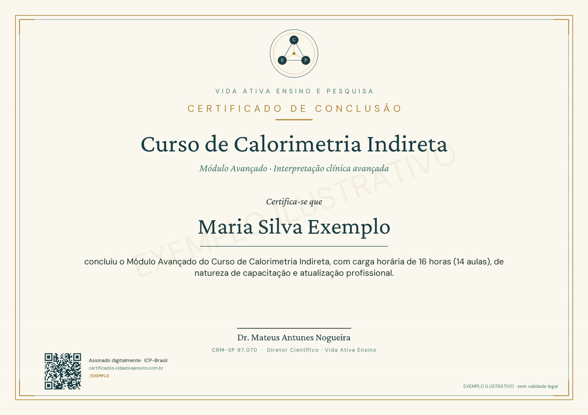 Certificado Avançado — Certificado de capacitação (exemplo ilustrativo)